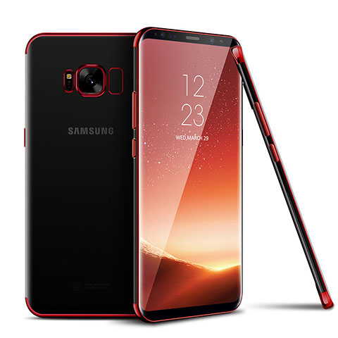 Silikon Schutzhülle Ultra Dünn Tasche Durchsichtig Transparent H04 für Samsung Galaxy S8 Rot