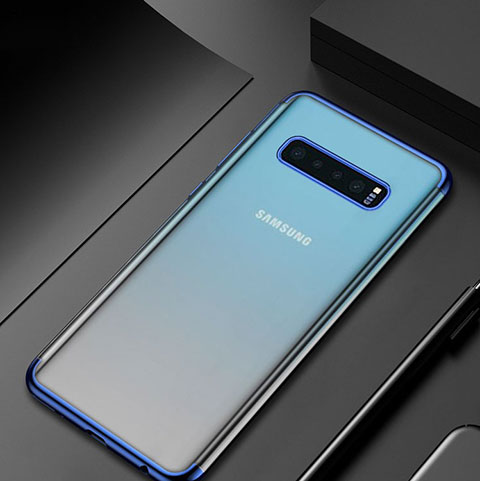 Silikon Schutzhülle Ultra Dünn Tasche Durchsichtig Transparent H06 für Samsung Galaxy S10 Plus Blau