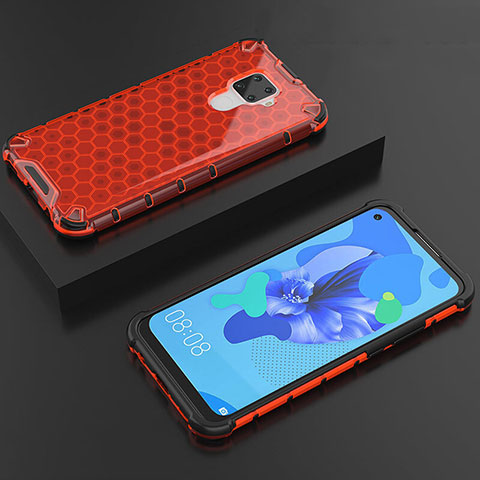 Silikon Schutzhülle Ultra Dünn Tasche Durchsichtig Transparent H08 für Huawei Nova 5z Rot