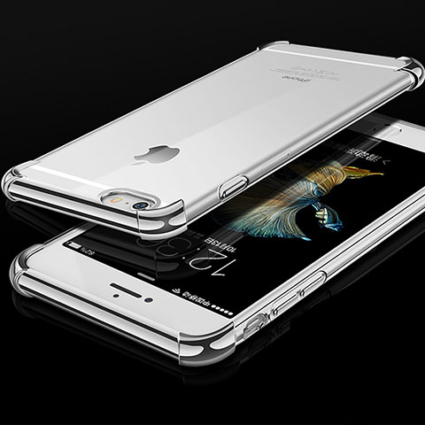 Silikon Schutzhülle Ultra Dünn Tasche Durchsichtig Transparent HC01 für Apple iPhone 6S Silber