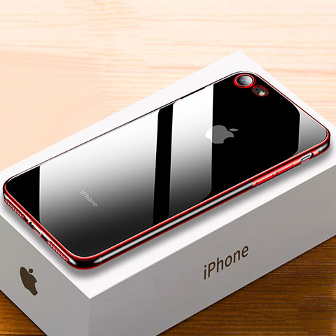Silikon Schutzhülle Ultra Dünn Tasche Durchsichtig Transparent HC02 für Apple iPhone 7 Plus Rot