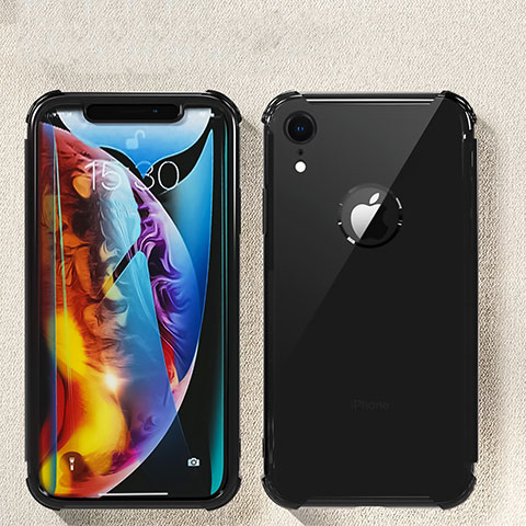 Silikon Schutzhülle Ultra Dünn Tasche Durchsichtig Transparent HC08 für Apple iPhone XR Schwarz