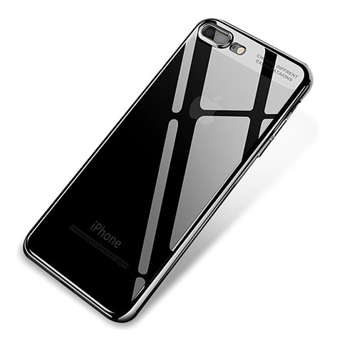 Silikon Schutzhülle Ultra Dünn Tasche Durchsichtig Transparent Q03 für Apple iPhone 7 Plus Schwarz