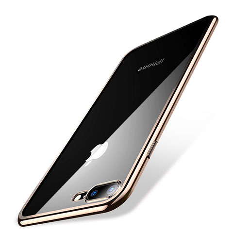 Silikon Schutzhülle Ultra Dünn Tasche Durchsichtig Transparent Q04 für Apple iPhone 7 Plus Gold