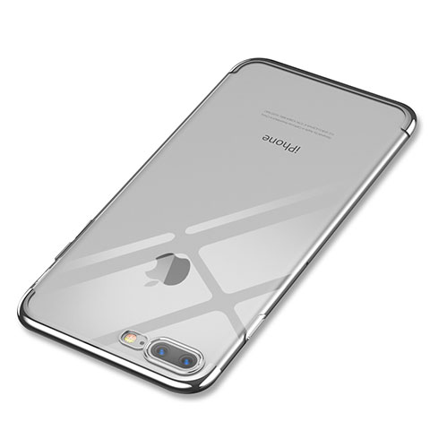 Silikon Schutzhülle Ultra Dünn Tasche Durchsichtig Transparent Q05 für Apple iPhone 7 Plus Silber