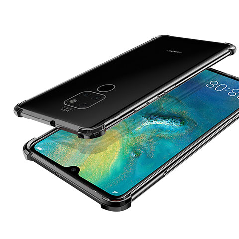 Silikon Schutzhülle Ultra Dünn Tasche Durchsichtig Transparent S01 für Huawei Mate 20 Schwarz