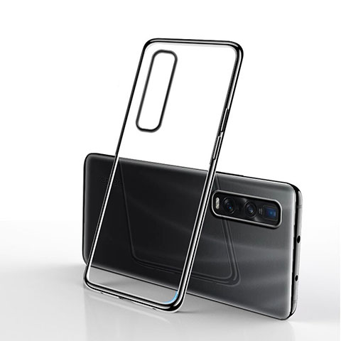 Silikon Schutzhülle Ultra Dünn Tasche Durchsichtig Transparent S01 für Oppo Find X2 Pro Schwarz