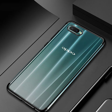 Silikon Schutzhülle Ultra Dünn Tasche Durchsichtig Transparent S01 für Oppo K1 Schwarz