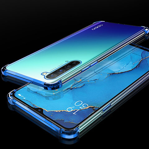 Silikon Schutzhülle Ultra Dünn Tasche Durchsichtig Transparent S01 für Oppo Reno3 Blau