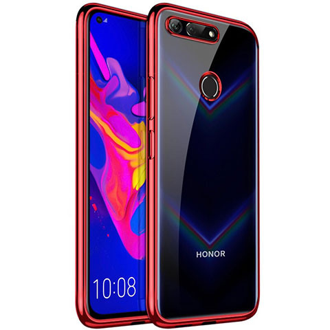 Silikon Schutzhülle Ultra Dünn Tasche Durchsichtig Transparent S02 für Huawei Honor View 20 Rot