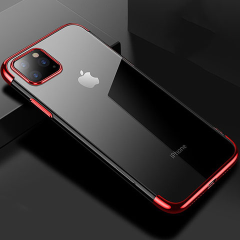 Silikon Schutzhülle Ultra Dünn Tasche Durchsichtig Transparent S03 für Apple iPhone 11 Pro Max Rot