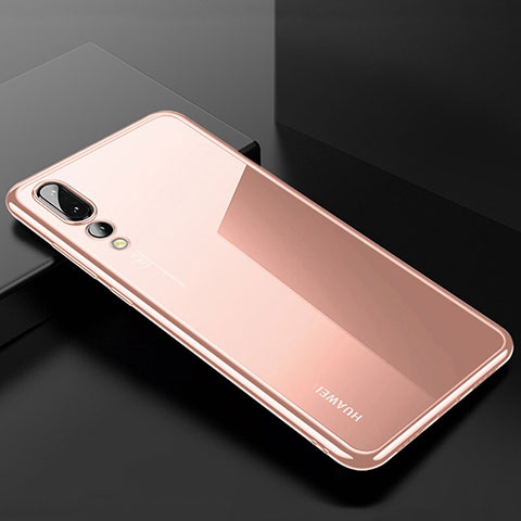 Silikon Schutzhülle Ultra Dünn Tasche Durchsichtig Transparent S03 für Huawei P20 Pro Rosegold