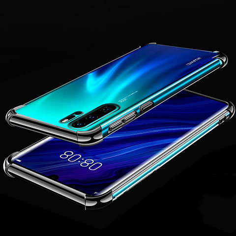 Silikon Schutzhülle Ultra Dünn Tasche Durchsichtig Transparent S03 für Huawei P30 Pro Schwarz