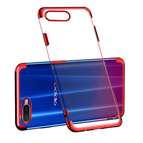 Silikon Schutzhülle Ultra Dünn Tasche Durchsichtig Transparent S03 für Oppo K1 Rot