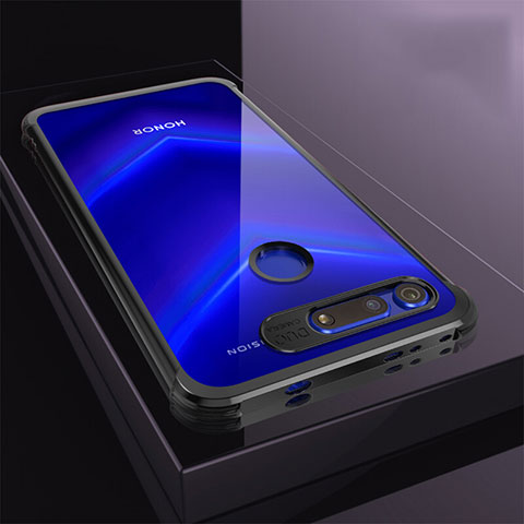 Silikon Schutzhülle Ultra Dünn Tasche Durchsichtig Transparent S04 für Huawei Honor V20 Schwarz