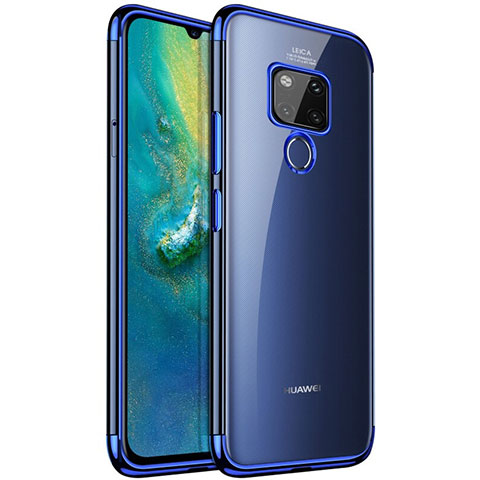 Silikon Schutzhülle Ultra Dünn Tasche Durchsichtig Transparent S04 für Huawei Mate 20 Blau