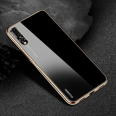 Silikon Schutzhülle Ultra Dünn Tasche Durchsichtig Transparent S04 für Huawei P20 Pro Gold