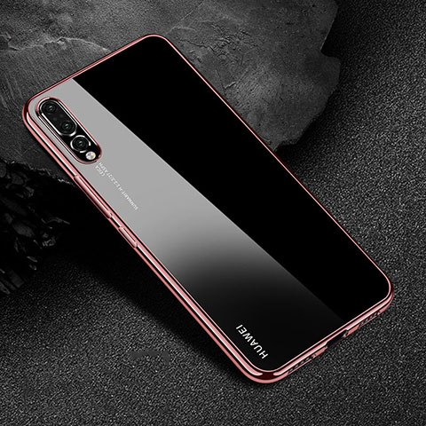 Silikon Schutzhülle Ultra Dünn Tasche Durchsichtig Transparent S04 für Huawei P20 Pro Rot