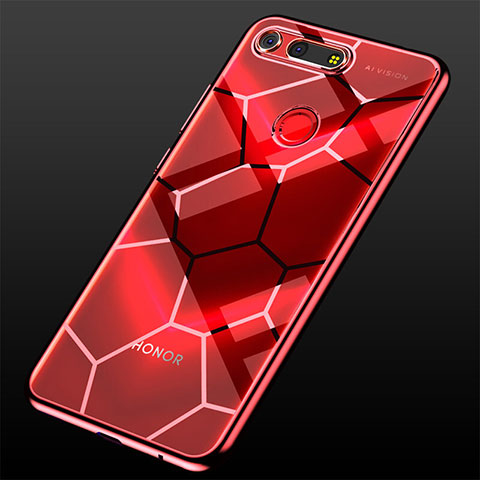 Silikon Schutzhülle Ultra Dünn Tasche Durchsichtig Transparent S05 für Huawei Honor V20 Rot