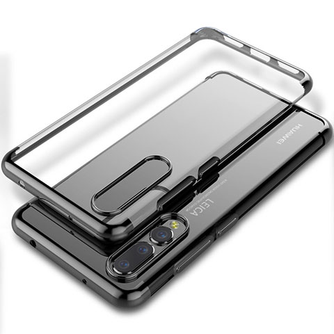 Silikon Schutzhülle Ultra Dünn Tasche Durchsichtig Transparent S06 für Huawei P20 Pro Schwarz