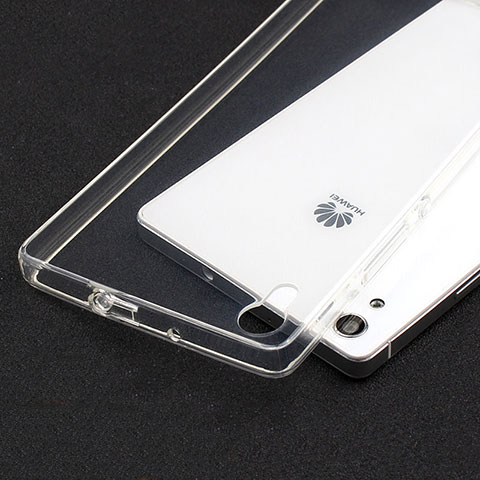 Silikon Schutzhülle Ultra Dünn Tasche Durchsichtig Transparent T02 für Huawei Ascend P7 Klar