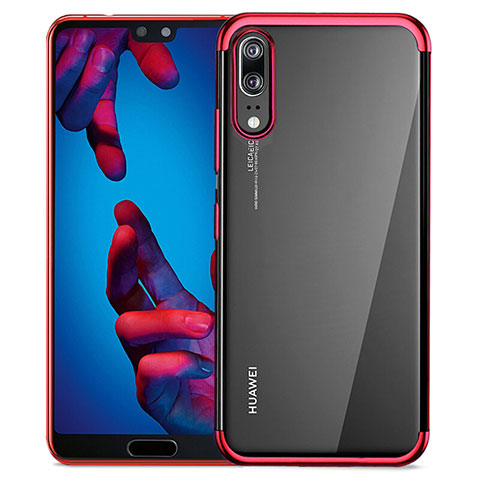 Silikon Schutzhülle Ultra Dünn Tasche Durchsichtig Transparent T02 für Huawei P20 Rot