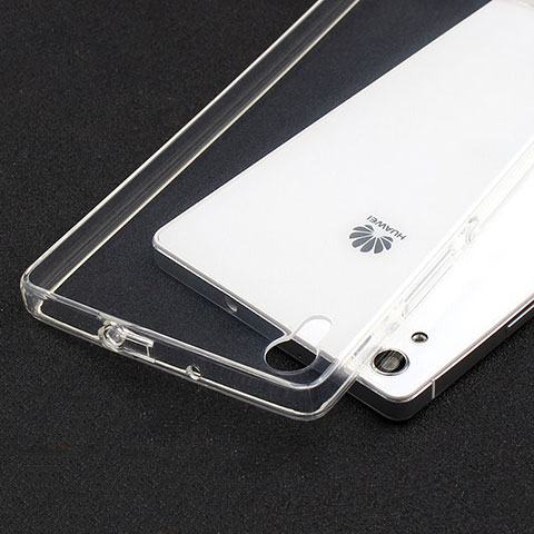 Silikon Schutzhülle Ultra Dünn Tasche Durchsichtig Transparent T02 für Huawei P7 Dual SIM Klar