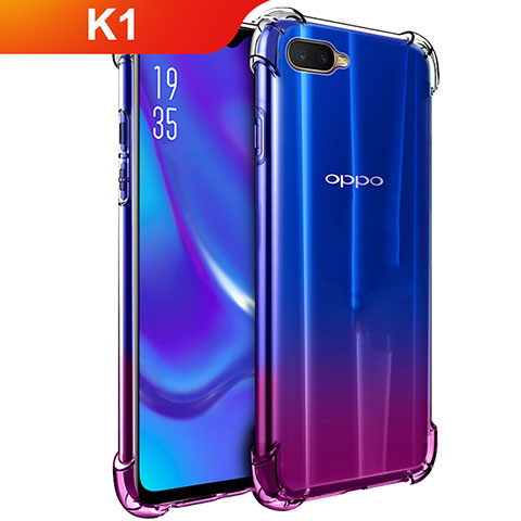 Silikon Schutzhülle Ultra Dünn Tasche Durchsichtig Transparent T02 für Oppo K1 Klar