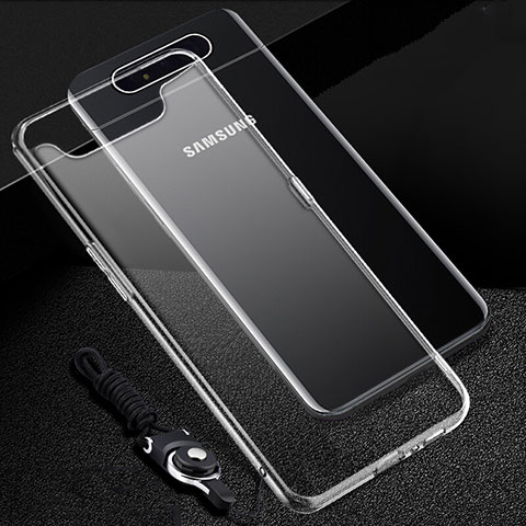 Silikon Schutzhülle Ultra Dünn Tasche Durchsichtig Transparent T02 für Samsung Galaxy A80 Klar