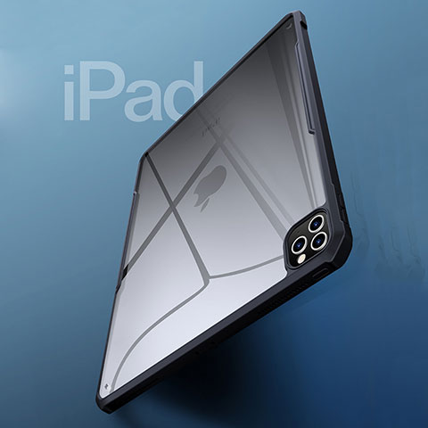 Silikon Schutzhülle Ultra Dünn Tasche Durchsichtig Transparent T04 für Apple iPad Pro 12.9 (2021) Schwarz