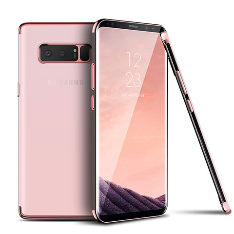 Silikon Schutzhülle Ultra Dünn Tasche Durchsichtig Transparent T06 für Samsung Galaxy Note 8 Duos N950F Rosa