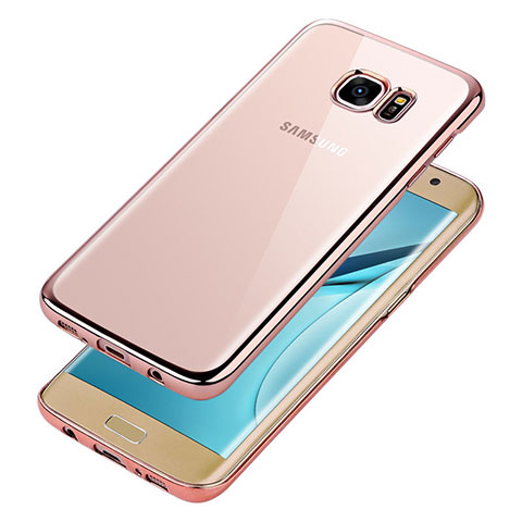 Silikon Schutzhülle Ultra Dünn Tasche Durchsichtig Transparent T06 für Samsung Galaxy S7 Edge G935F Rosegold