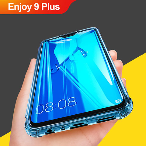 Silikon Schutzhülle Ultra Dünn Tasche Durchsichtig Transparent T07 für Huawei Enjoy 9 Plus Hellblau