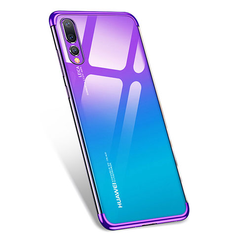 Silikon Schutzhülle Ultra Dünn Tasche Durchsichtig Transparent T07 für Huawei P20 Pro Violett