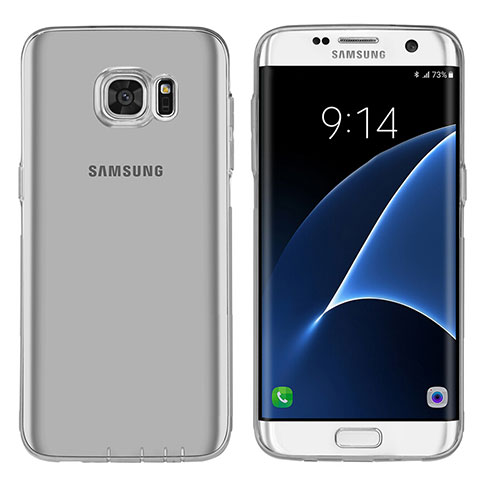 Silikon Schutzhülle Ultra Dünn Tasche Durchsichtig Transparent T07 für Samsung Galaxy S7 Edge G935F Grau