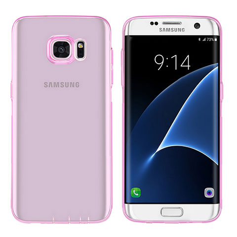 Silikon Schutzhülle Ultra Dünn Tasche Durchsichtig Transparent T07 für Samsung Galaxy S7 Edge G935F Rosa