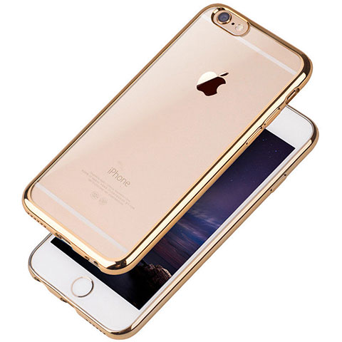 Silikon Schutzhülle Ultra Dünn Tasche Durchsichtig Transparent T08 für Apple iPhone 6 Gold