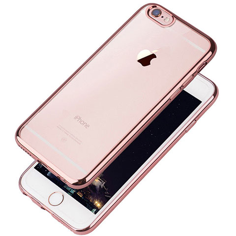 Silikon Schutzhülle Ultra Dünn Tasche Durchsichtig Transparent T08 für Apple iPhone 6S Rosegold