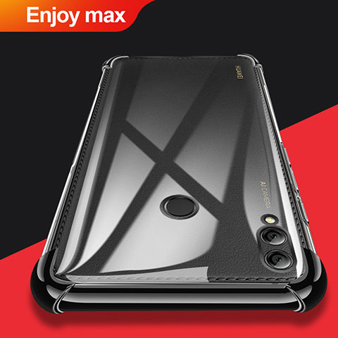 Silikon Schutzhülle Ultra Dünn Tasche Durchsichtig Transparent T08 für Huawei Enjoy Max Schwarz