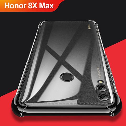 Silikon Schutzhülle Ultra Dünn Tasche Durchsichtig Transparent T08 für Huawei Honor 8X Max Schwarz