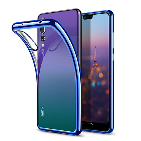 Silikon Schutzhülle Ultra Dünn Tasche Durchsichtig Transparent T08 für Huawei P20 Pro Blau