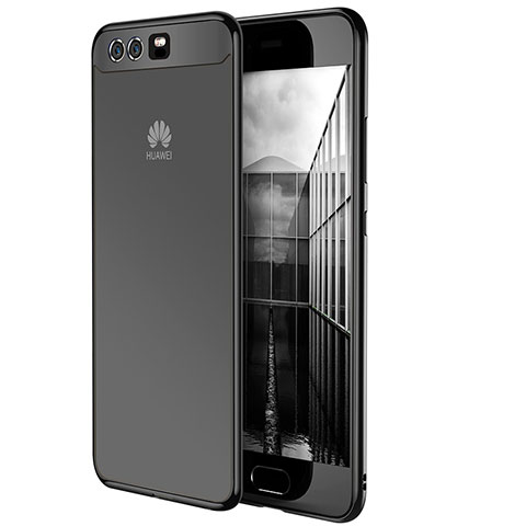 Silikon Schutzhülle Ultra Dünn Tasche Durchsichtig Transparent T11 für Huawei P10 Schwarz