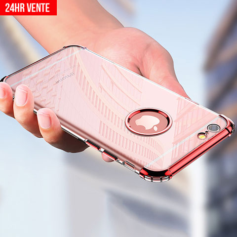 Silikon Schutzhülle Ultra Dünn Tasche Durchsichtig Transparent T14 für Apple iPhone 6 Rot