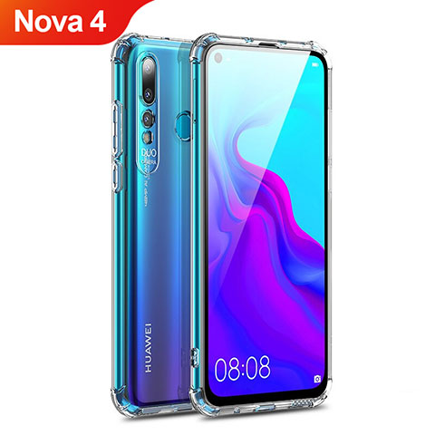 Silikon Schutzhülle Ultra Dünn Tasche Durchsichtig Transparent T14 für Huawei Nova 4 Rot