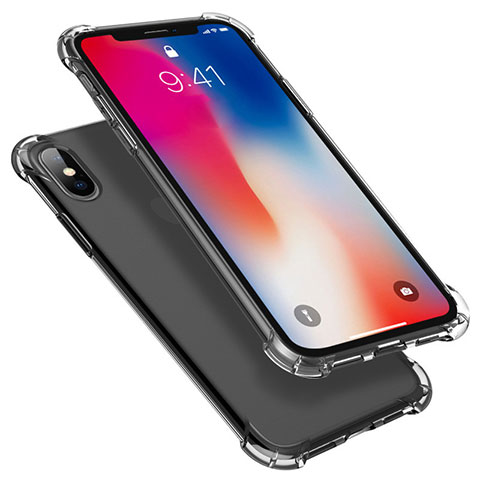 Silikon Schutzhülle Ultra Dünn Tasche Durchsichtig Transparent U01 für Apple iPhone Xs Grau