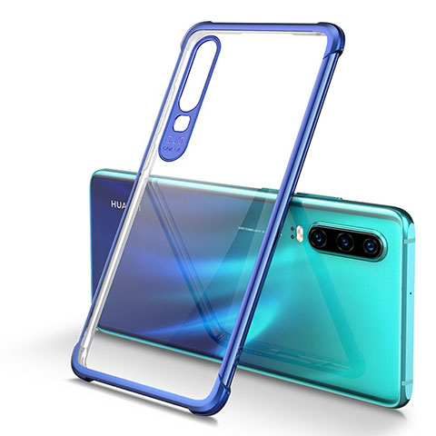 Silikon Schutzhülle Ultra Dünn Tasche Durchsichtig Transparent U01 für Huawei P30 Blau