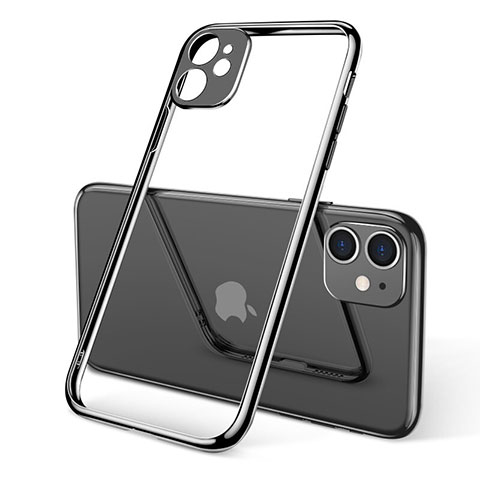 Silikon Schutzhülle Ultra Dünn Tasche Durchsichtig Transparent U02 für Apple iPhone 11 Schwarz