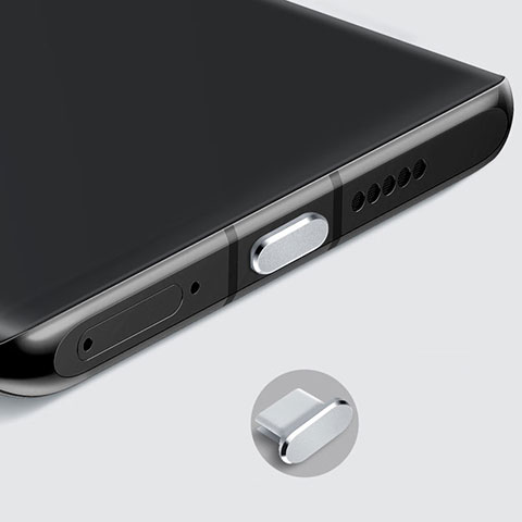 Staubschutz Stöpsel Passend USB-C Jack Type-C Universal H08 für Apple iPhone 15 Silber