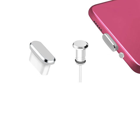 Staubschutz Stöpsel Passend USB-C Jack Type-C Universal H12 für Apple iPhone 15 Pro Max Silber