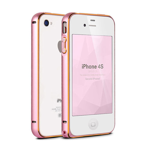 Tasche Luxus Aluminium Metall Rahmen für Apple iPhone 4 Rosa